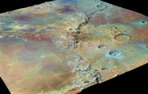 Moon soil color 3D surface map created with Surfer's 3D modeling features