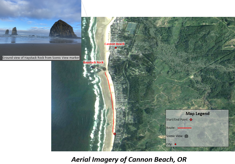 Aerial Map of Cannon Beach Oregon created in Surfer