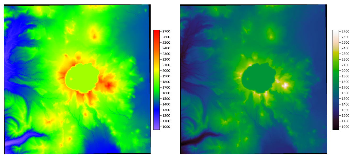 Crater Lake map illustrating how color mapping impacts data interpretation